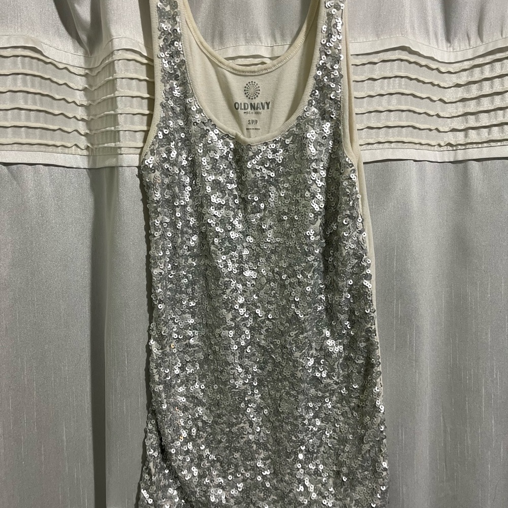 Old Navy Silver Sequin Tank Top